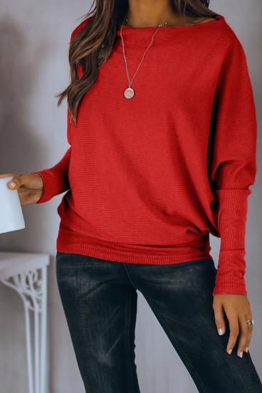 Camiseta oversize con escote barco y mangas holgadas Danica, rojo