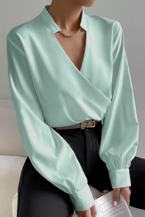 Elegante blusa con escote cruzado Belucca, menta