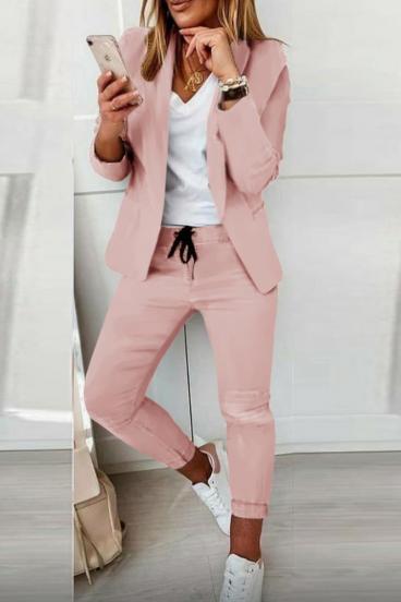Conjunto pantalón con blazer elegante monocolor Estrena, rosa antiguo