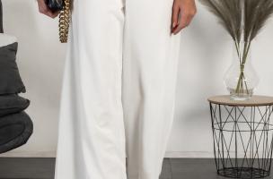 Elegante pantalón largo Veronna, blanco