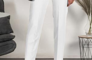 Pantalón largo elegante con perneras rectas Tordina, blanco