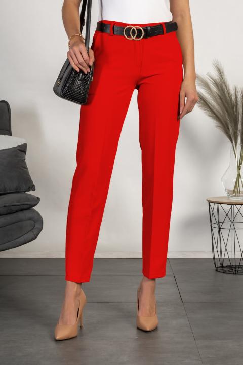 Pantalón largo elegante con perneras rectas Tordina, rojo