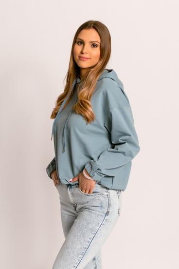 Camiseta deportiva larga con capucha Rosarna, azul