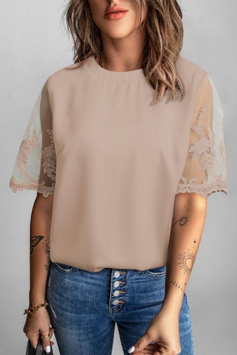 Camiseta de mujer con mangas transparentes Jurana, albaricoque