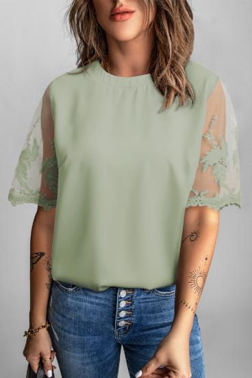Camiseta de mujer con mangas transparentes Jurana, verde