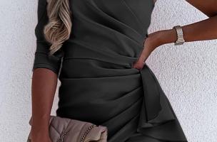 Mini vestido elegante con volante Ricaletta, negro