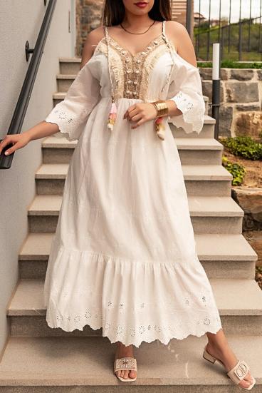 Maxi vestido de verano con bordado Fioranna, blanco