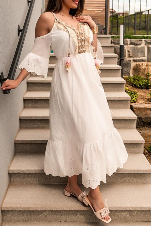 Maxi vestido de verano con bordado Fioranna, blanco