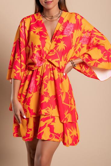 Mini vestido elegante con estampado Amasena, naranja