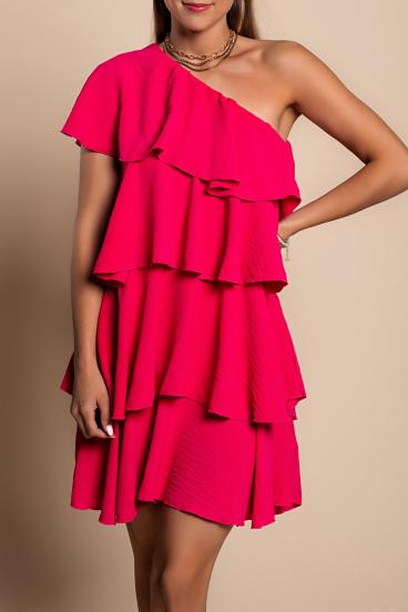 Mini vestido elegante con volantes Liona, rosa