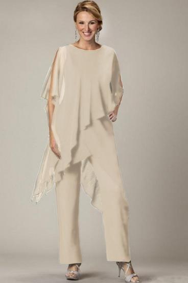Conjunto de elegante túnica transparente y pantalón largo Claudette, beige