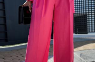 Pantalón largo elegante con pernera ancha Agora, rosa