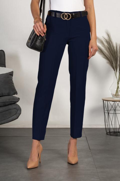 Pantalón largo elegante con perneras rectas Tordina, azul oscuro