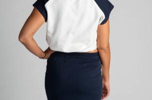 Conjunto de camiseta corta con estampado y falda Peruggina, blanco-azul