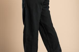 Pantalón largo con bolsillos y elástico  en la cintura Amory, negro
