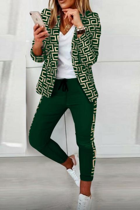 Conjunto pantalón con blazer con estampado Nunzia, verde oscuro