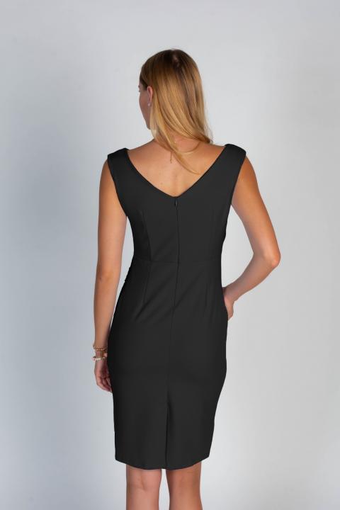 Elegante mini vestido sin mangas con detalle fruncido Montreal, negro