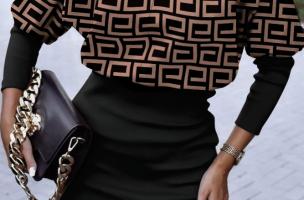 Mini vestido elegante con estampado geométrico Lenta, negro