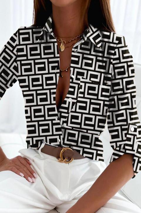 Elegante blusa con estampado geométrico Lavlenta, blanca