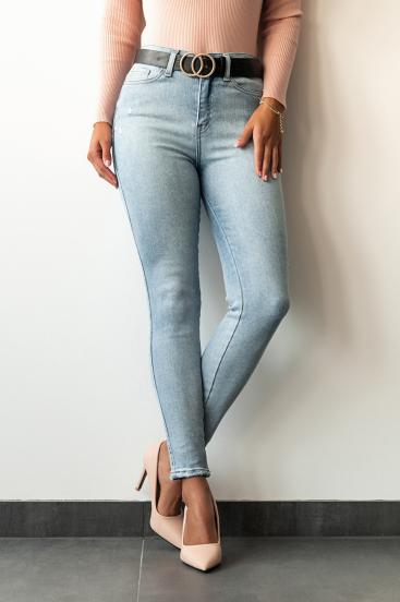 Jeans elásticos pitillo, azul claro