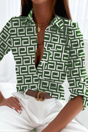Elegante blusa con estampado geométrico Lavlenta, verde