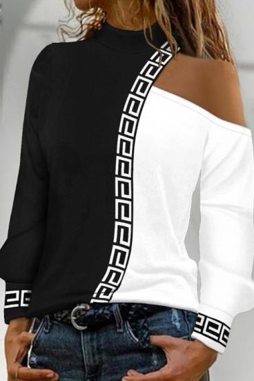 Camiseta con estampado geométrico Nelyna, blanco y negro