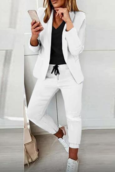 Conjunto pantalón con blazer elegante Estrena, blanco