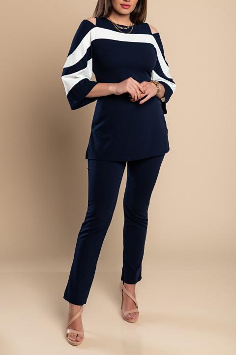 Elegante conjunto de camiseta y pantalón, azul oscuro