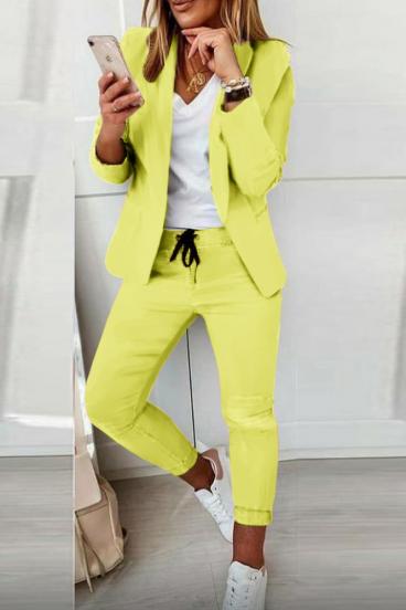 Conjunto pantalón con blazer elegante Estrena, amarillo