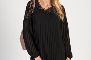 Elegante mini vestido plisado Cremona, negro