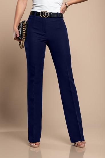 Pantalón largo elegante con pernera recta, azul oscuro