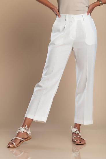 Pantalón elegante de lino, blanco