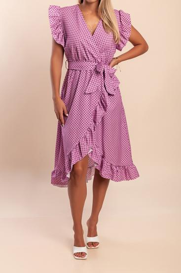 Vestido midi con estampado de lunares, lila