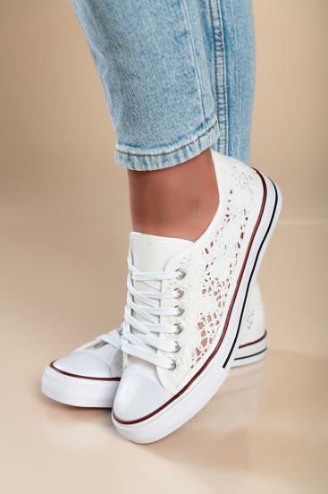 Zapatillas de moda con parte exterior de encaje, blanco