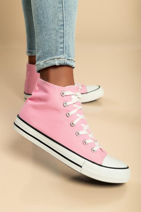Zapatillas altas de tela, rosa