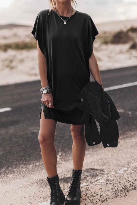 Mini vestido con mangas sueltas, negro