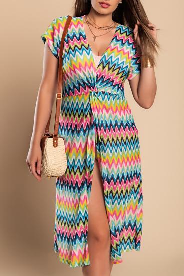 Vestido de playa con estampado multicolor, multicolor