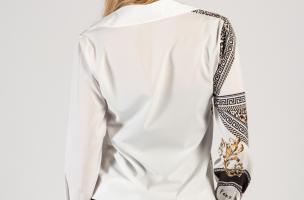 Elegante blusa de imitación satén con estampado Rustica, blanco