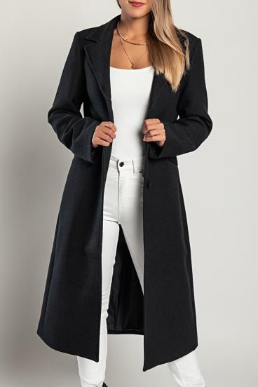 Abrigo largo elegante, negro