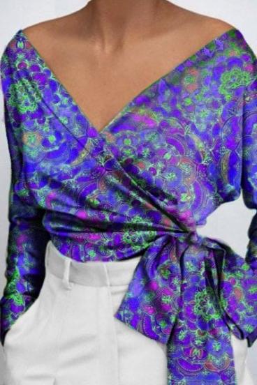 Blusa elegante con estampado Roveretta, violeta