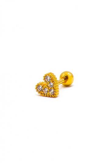 Arete mini elegante en forma de corazón, ART1008, color dorado
