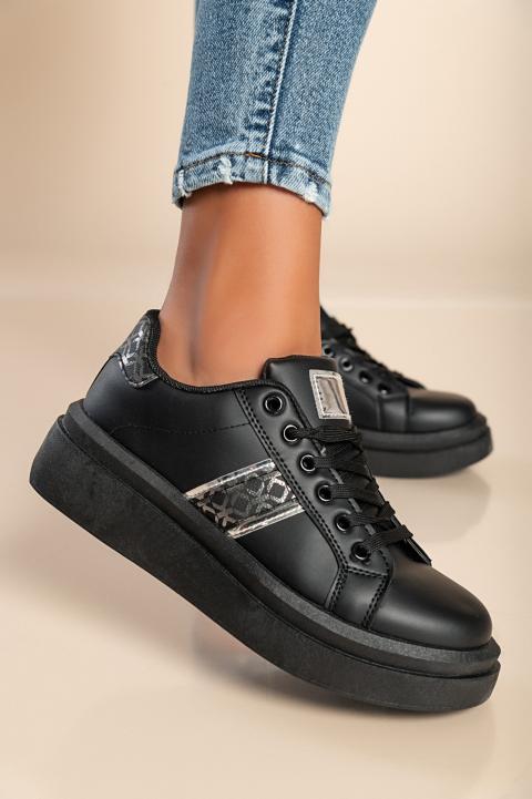 Zapatillas de moda con suela plana, V11YD30061, negro