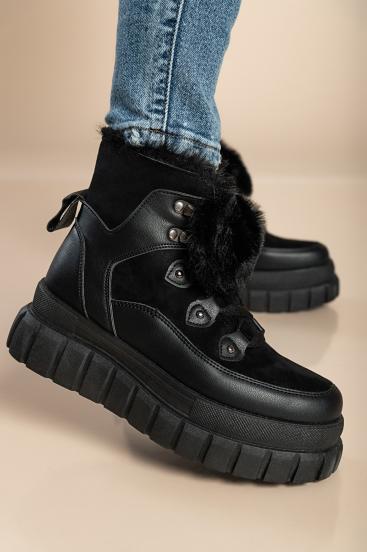 Zapatillas con pelo sintético, W0YD654123, negro