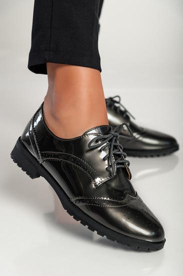 Zapatos planos con cordones, G5016, gris
