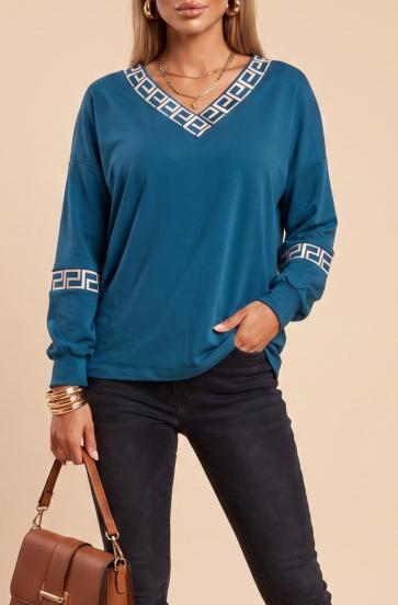 Camiseta holgada con estampado geométrico, petróleo