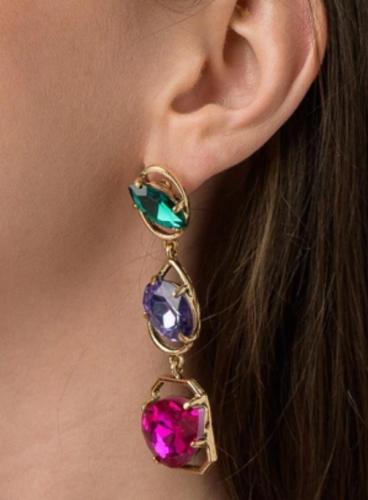 Aretes elegantes con diamantes de imitación, multicolores.