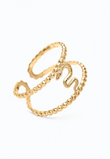 Elegante anillo con motivo de serpiente, color dorado.