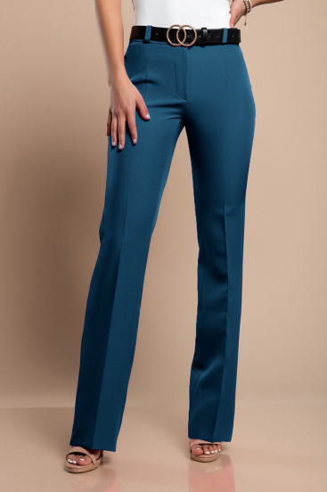 Pantalón largo elegante con pernera recta, azul petróleo