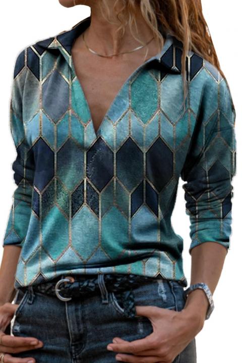 Elegante blusa de manga larga y estampado Noraha, azul claro