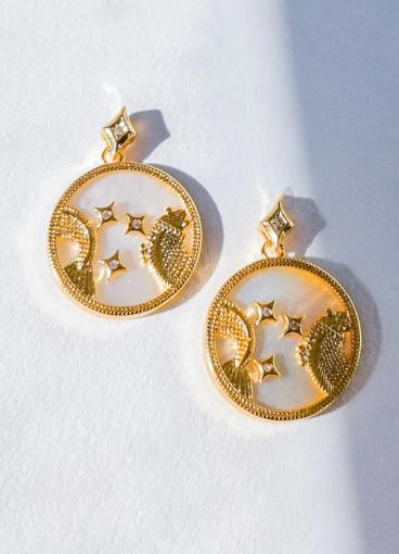 Aretes redondos, PISCIS, color dorado